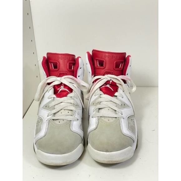 Nike US Youth 6 White Pure Platinum Red Jordan 6 Retro Alternate Sneaker Shoes - Picture 1 of 9
